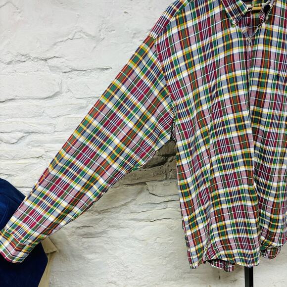 Polo Ralph Lauren Shirt Madras Plaid Lightweight Preppy Classic Vintage 80s 90s - Picture 5 of 8